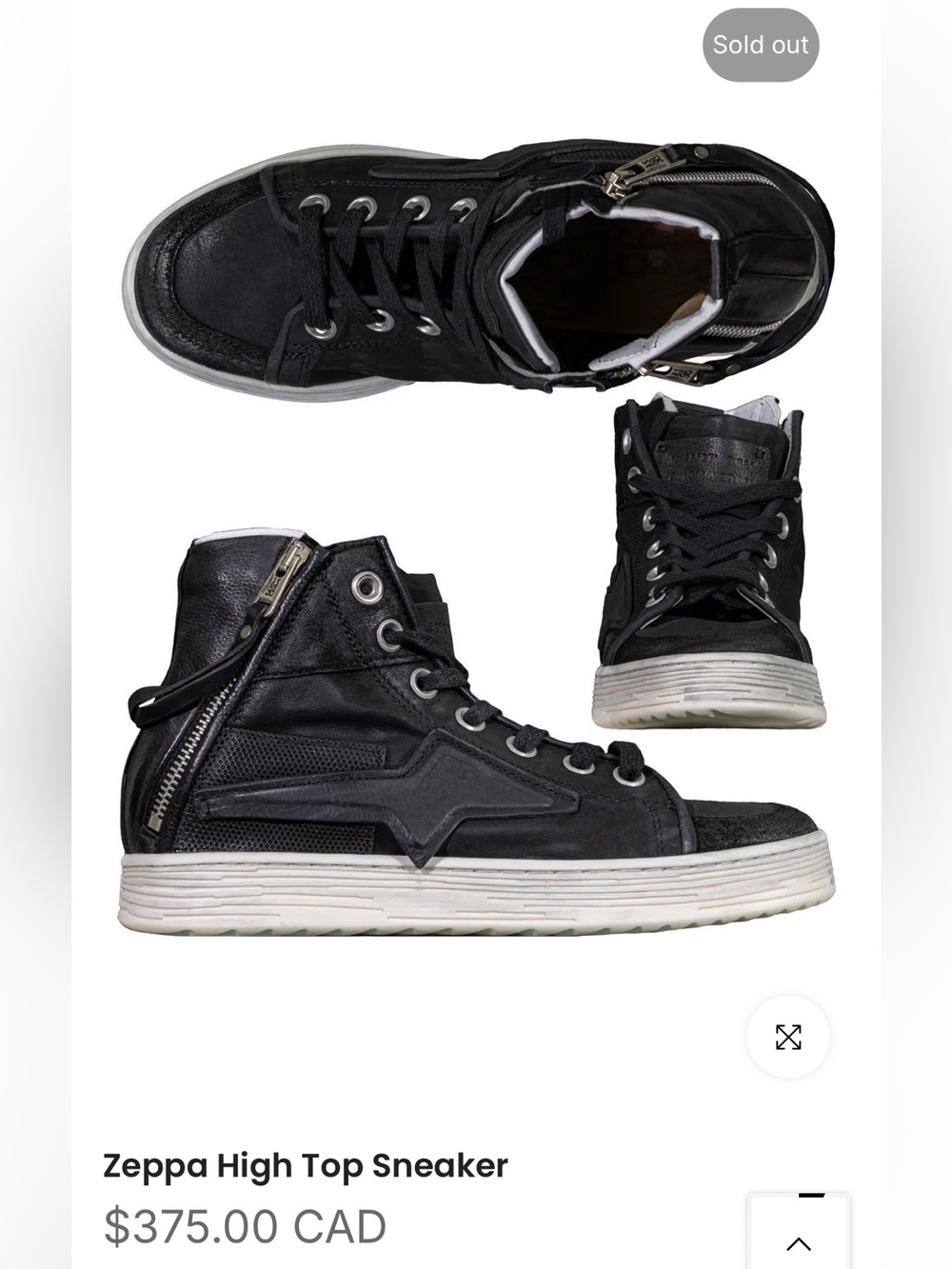 A.S.98 Zeppa High Top Leather Sneakers Nero Black Size 40 (US 9)